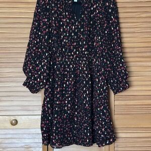 J. Crew Black and Red Long Sleeve Dress